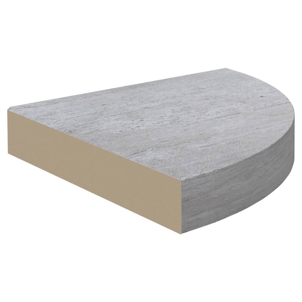 vidaXL Seinäkulmahyllyt 2 kpl betoninharmaa 25x25x3,8 cm MDF hinta ja tiedot | Hyllyt | hobbyhall.fi