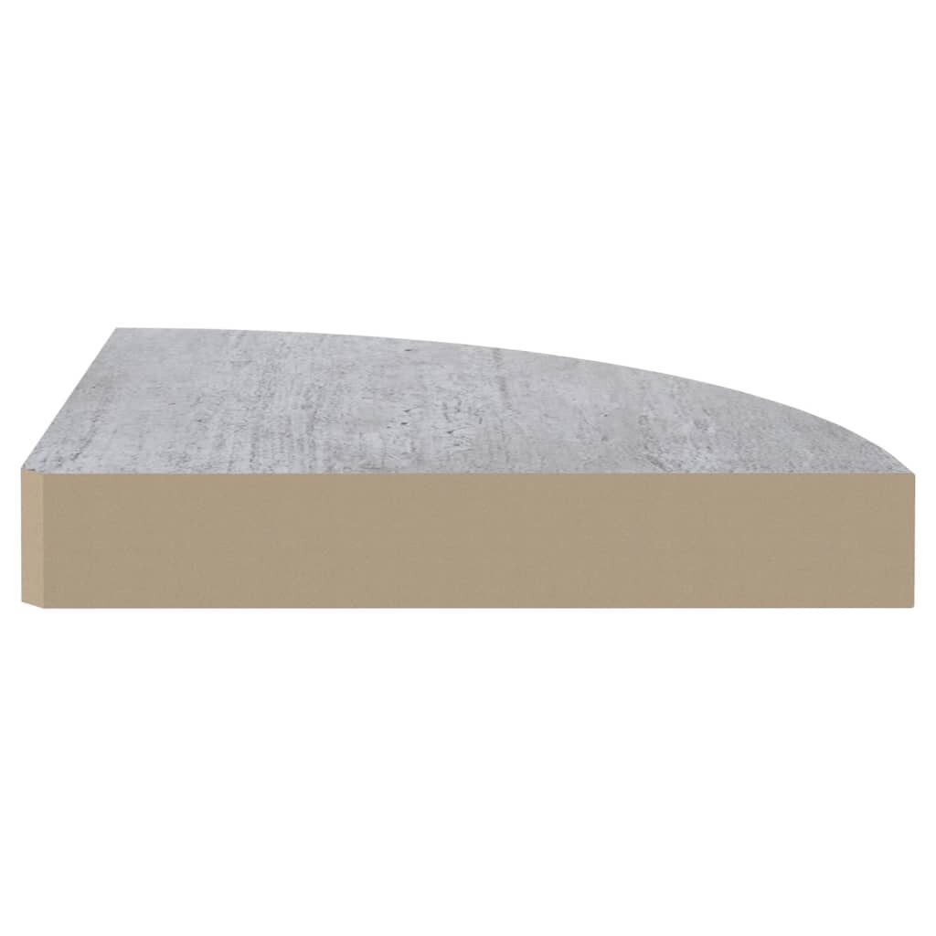 vidaXL Seinäkulmahyllyt 2 kpl betoninharmaa 25x25x3,8 cm MDF hinta ja tiedot | Hyllyt | hobbyhall.fi