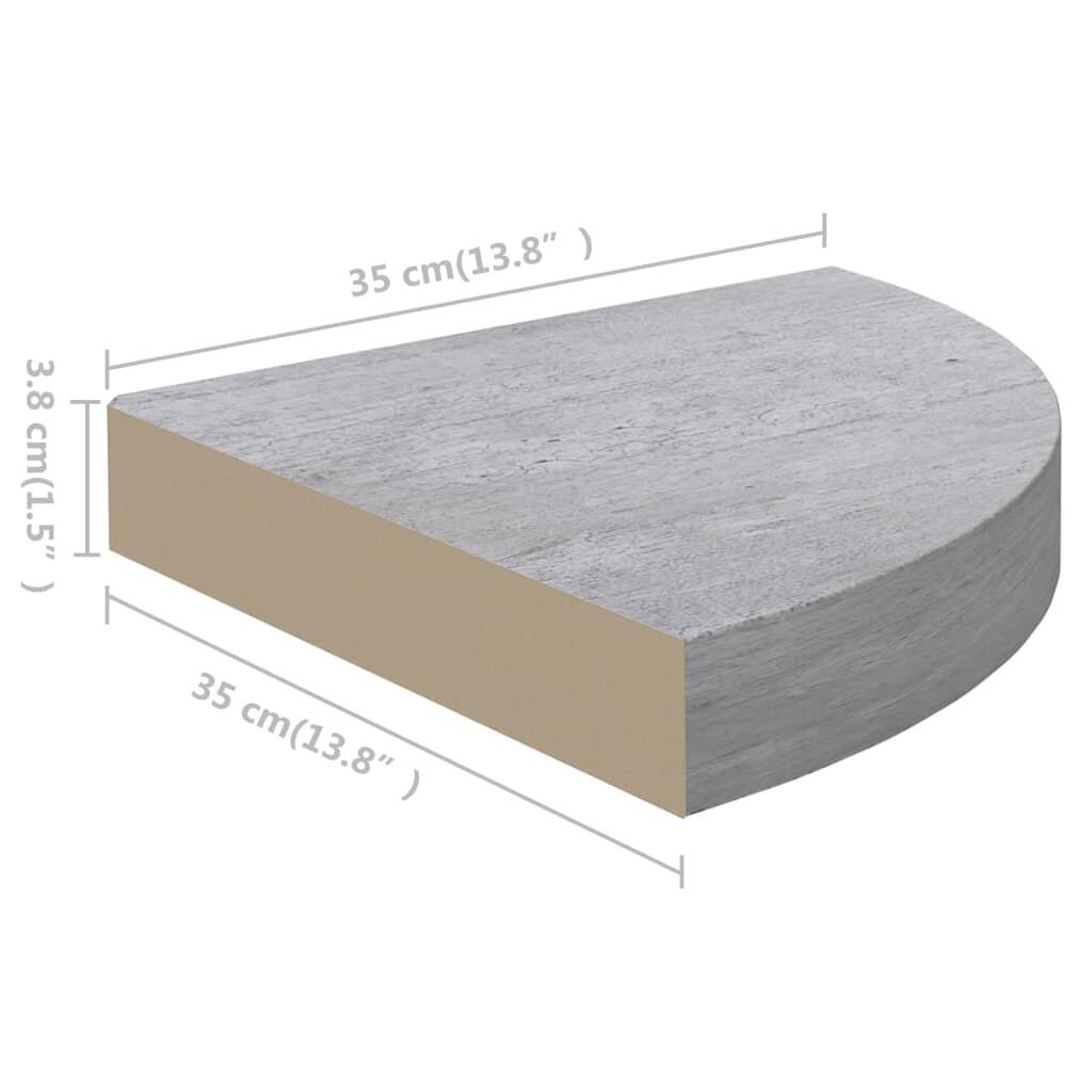 vidaXL Seinäkulmahyllyt 4 kpl betoninharmaa 35x35x3,8 cm MDF hinta ja tiedot | Hyllyt | hobbyhall.fi