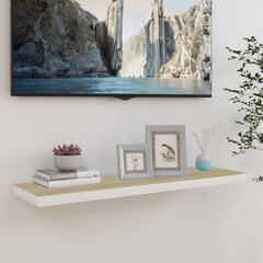 vidaXL Kelluva seinähylly tammi ja valkoinen 90x23,5x3,8 cm MDF hinta ja tiedot | Hyllyt | hobbyhall.fi