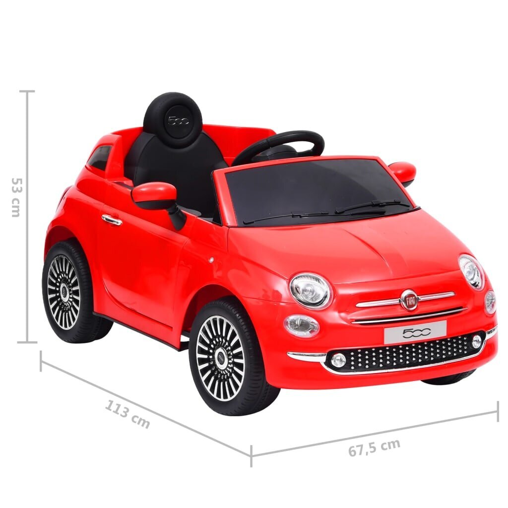 vidaXL Lasten sähköauto Fiat 500 punainen hinta ja tiedot | Lasten sähköautot | hobbyhall.fi