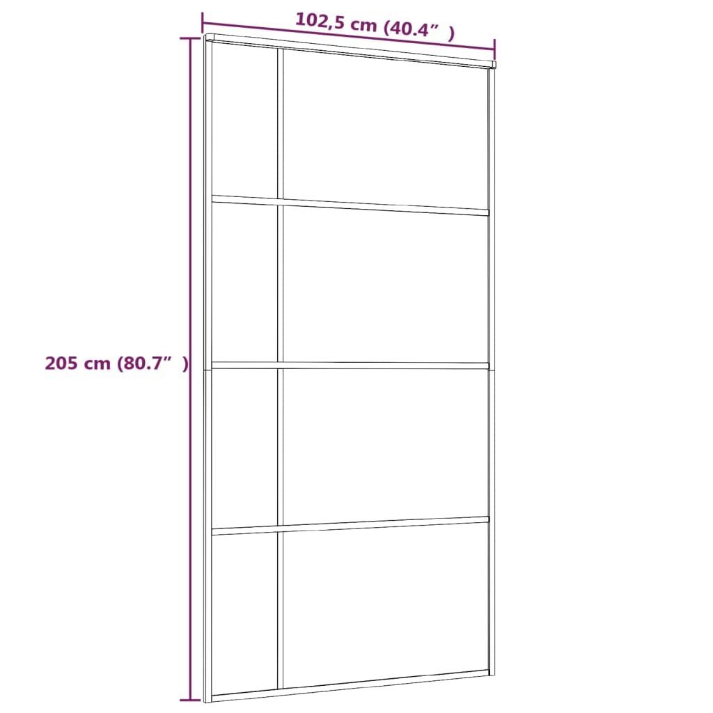 vidaXL Liukuovi ESG-lasi ja alumiini 102,5x205 cm valkoinen hinta ja tiedot | Sisäovet | hobbyhall.fi