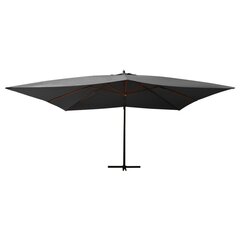 vidaXL Riippuva aurinkovarjo puupylväällä 400x300 cm antrasiitti hinta ja tiedot | Aurinkovarjot ja markiisit | hobbyhall.fi