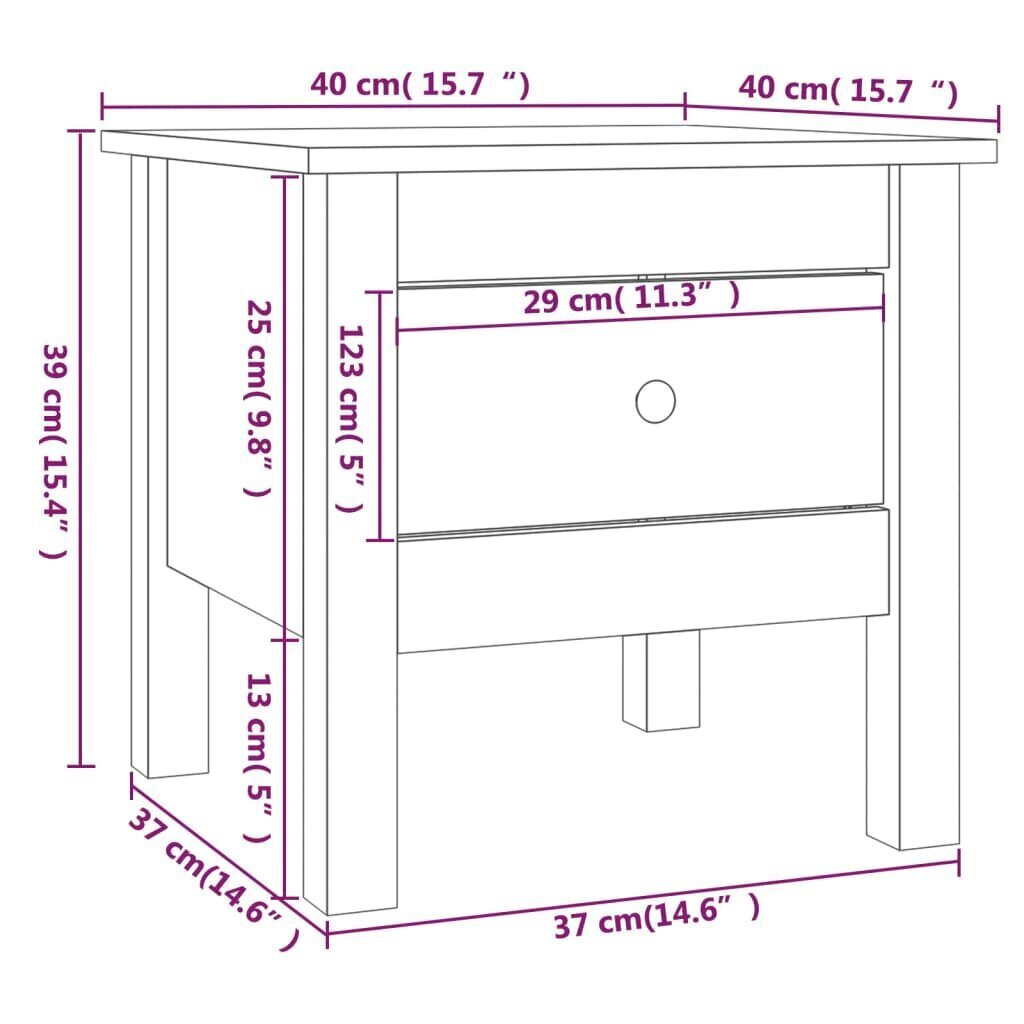 vidaXL Sivupöytä harmaa 40x40x39 cm täysi mänty hinta ja tiedot | Sohvapöydät | hobbyhall.fi