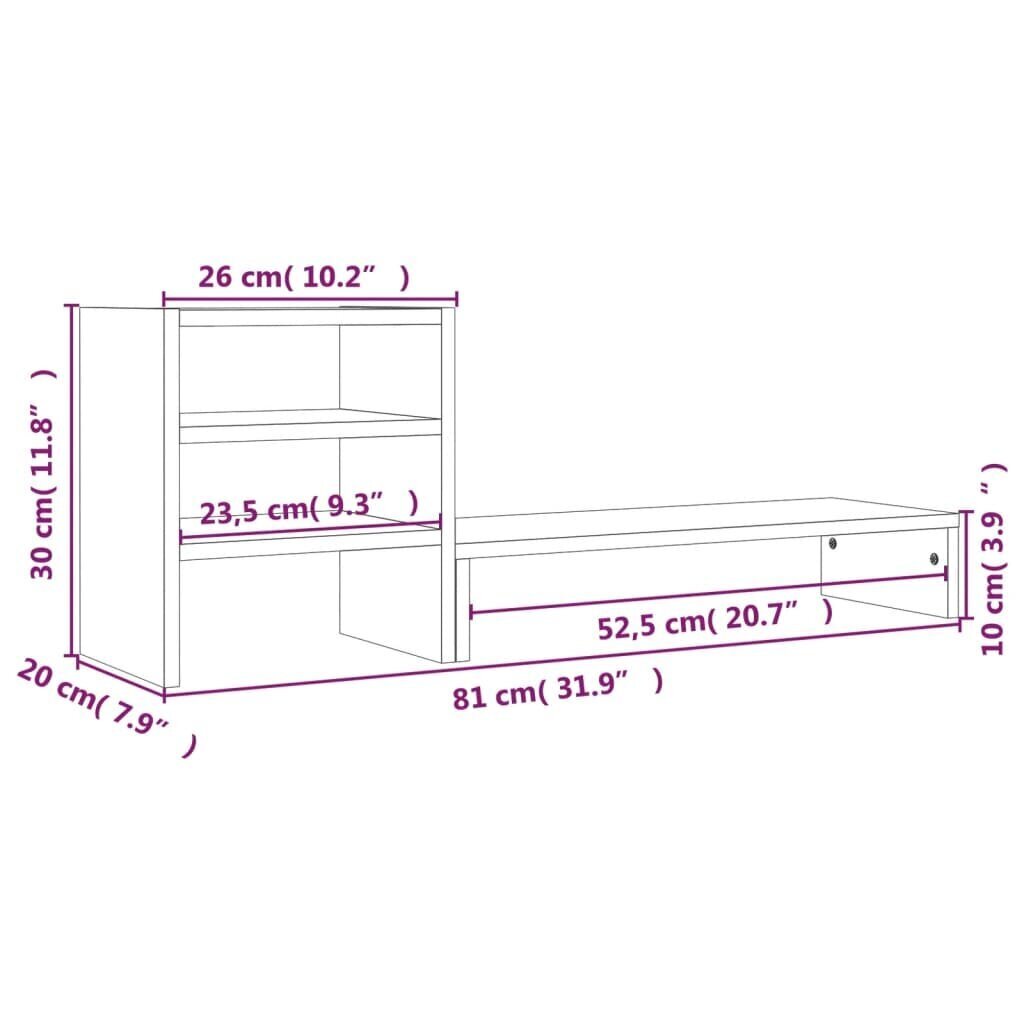 vidaXL Näyttökoroke harmaa 81x20x30 cm täysi mänty hinta ja tiedot | Näyttötelineet | hobbyhall.fi