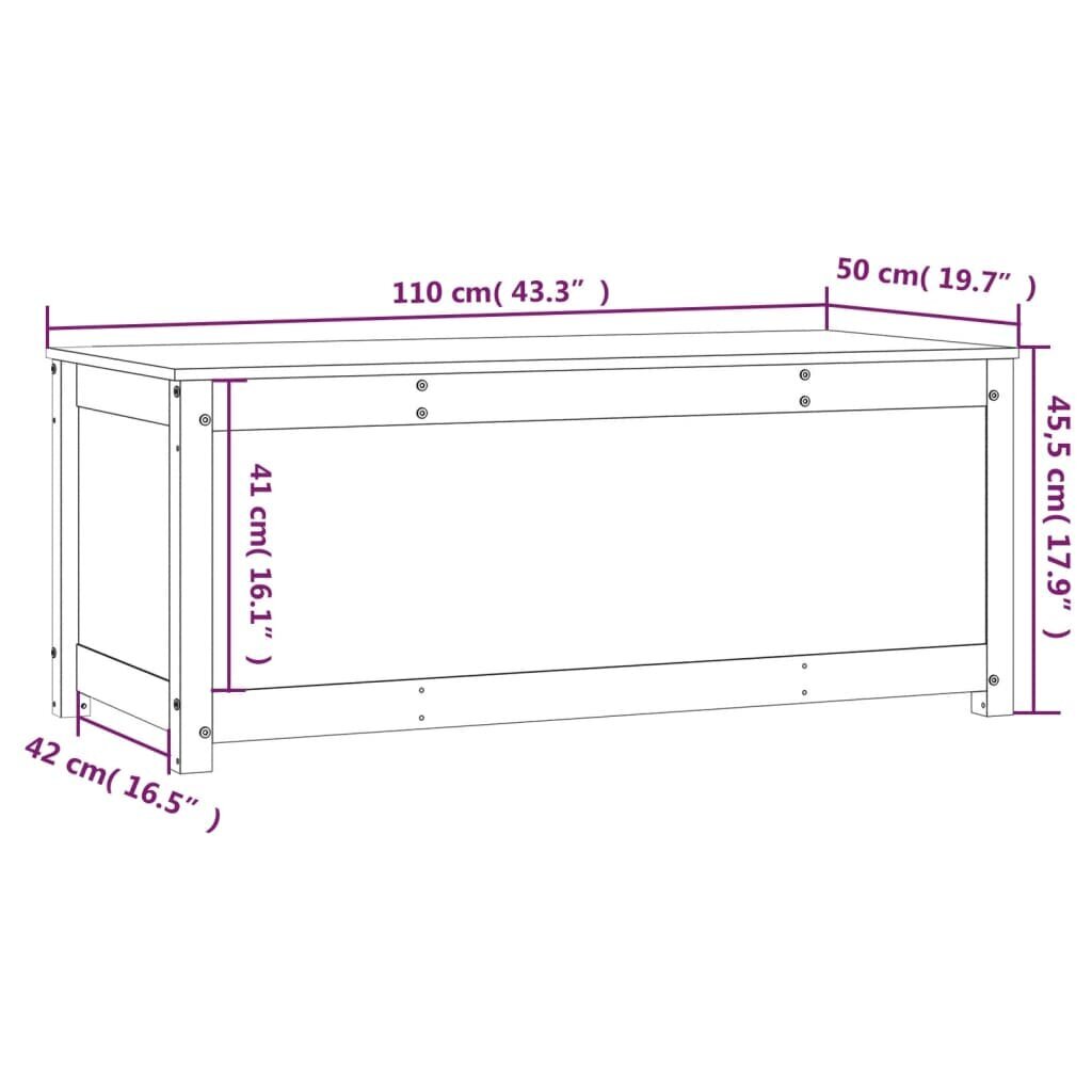 vidaXL Säilytyslaatikko valkoinen 110x50x45,5 cm täysi mänty hinta ja tiedot | Säilytyslaatikot ja -korit | hobbyhall.fi