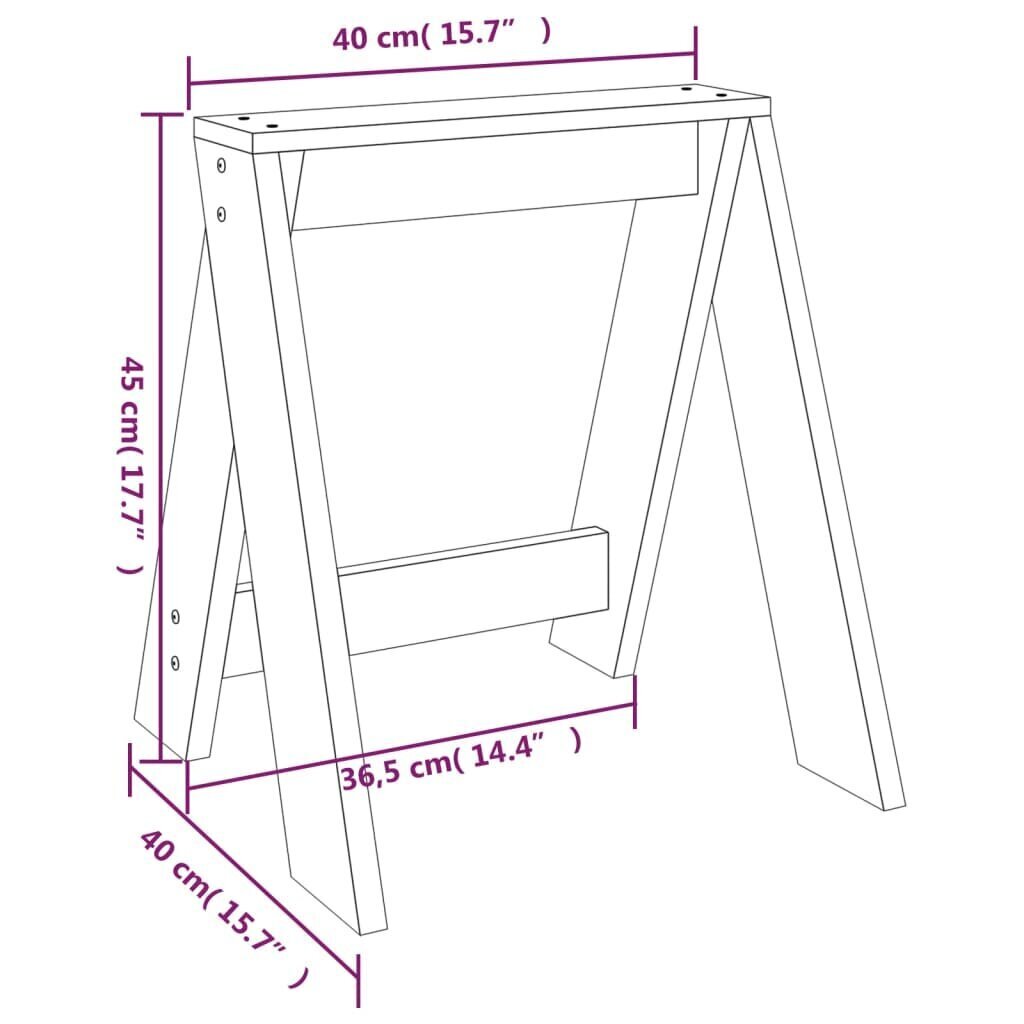 vidaXL Jakkarat 2 kpl valkoinen 40x40x45 cm täysi mänty hinta ja tiedot | Ruokapöydän tuolit | hobbyhall.fi