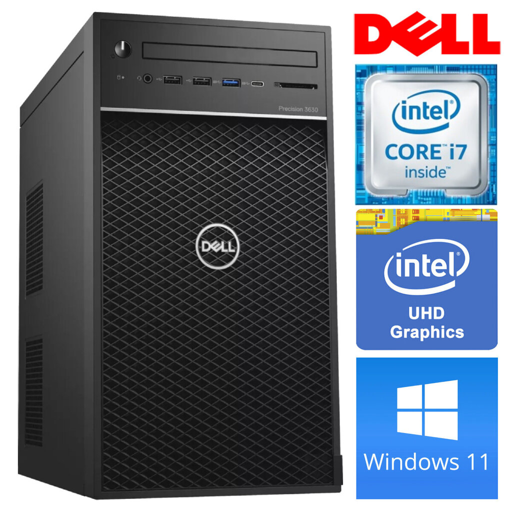 Dell 3630 Tower i7-8700K 8GB 256SSD M.2 NVME WIN11Pro hinta ja tiedot | Pöytätietokoneet | hobbyhall.fi
