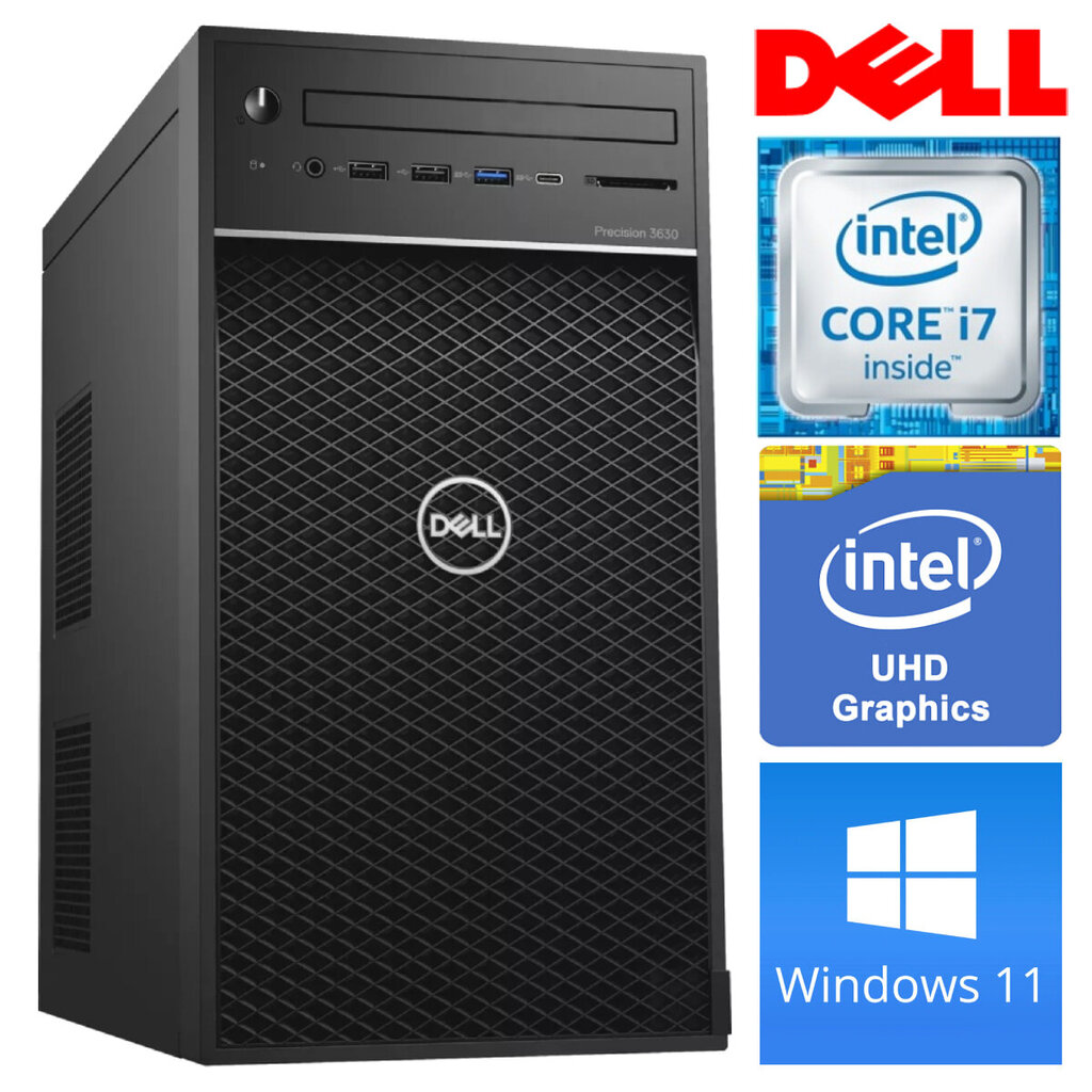 Dell 3630 Tower i7-8700K 16GB 256SSD M.2 NVME+1TB WIN11Pro hinta ja tiedot | Pöytätietokoneet | hobbyhall.fi