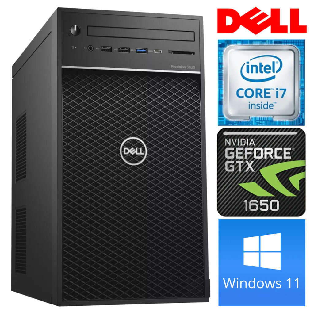 Dell 3630 Tower i7-8700K 8GB 512SSD M.2 NVME+1TB GTX1650 4GB WIN11Pro hinta ja tiedot | Pöytätietokoneet | hobbyhall.fi