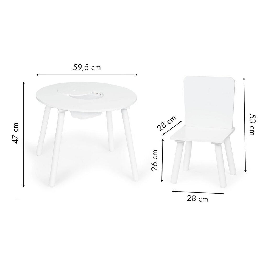Ecotoys lasten pöytä ja kaksi tuolia, valkoinen hinta ja tiedot | Lasten pöydät ja tuolit | hobbyhall.fi