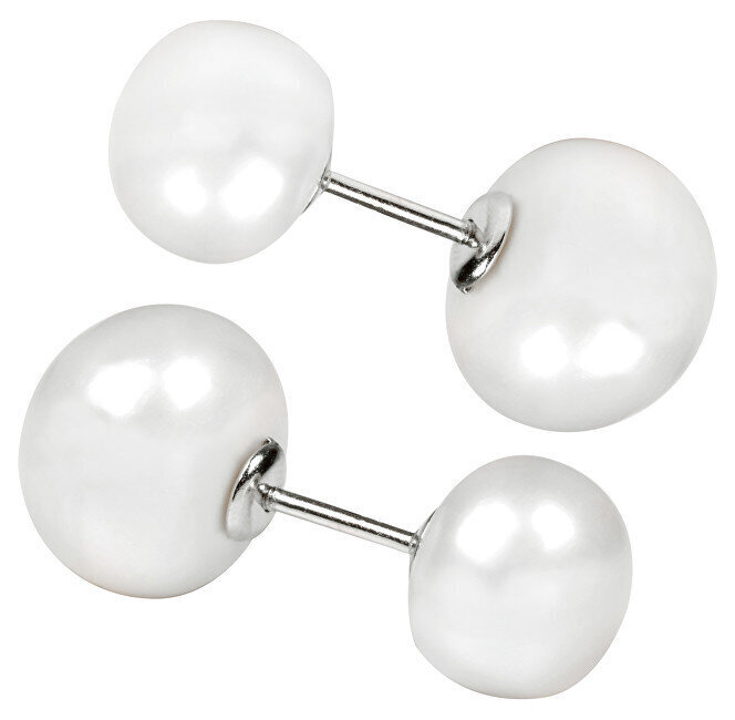 JwL Luxury Pearls Hopeiset korvakorut aidoilla valkoisilla helmillä JL0255 sJL0255 hinta ja tiedot | Korvakorut | hobbyhall.fi