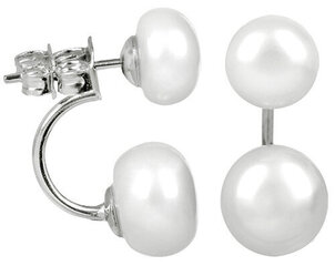JwL Luxury Pearls Alkuperäiset korvakorut aidoilla valkoisilla helmillä 2in1 JL0287 sJL0287 hinta ja tiedot | Korvakorut | hobbyhall.fi