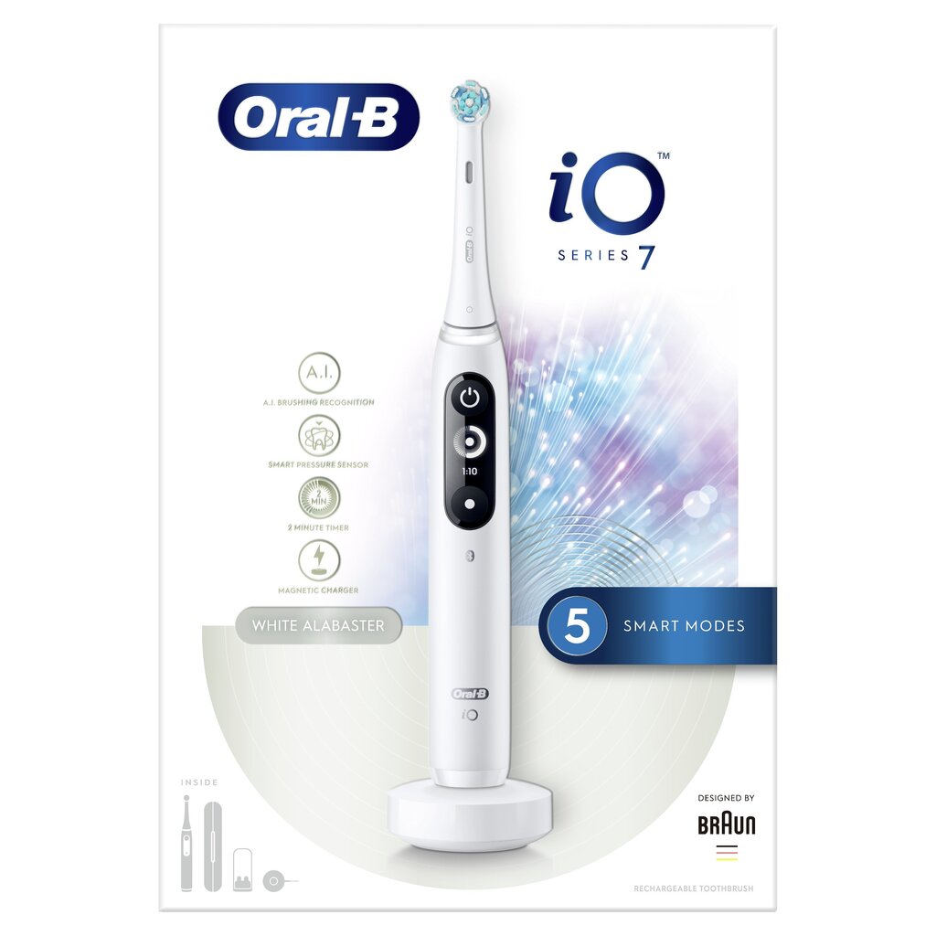 Braun Oral-B sähköhammasharja iO Series 7 iOM7.1A1.1BD, valkoinen hinta ja tiedot | Sähköhammasharjat | hobbyhall.fi