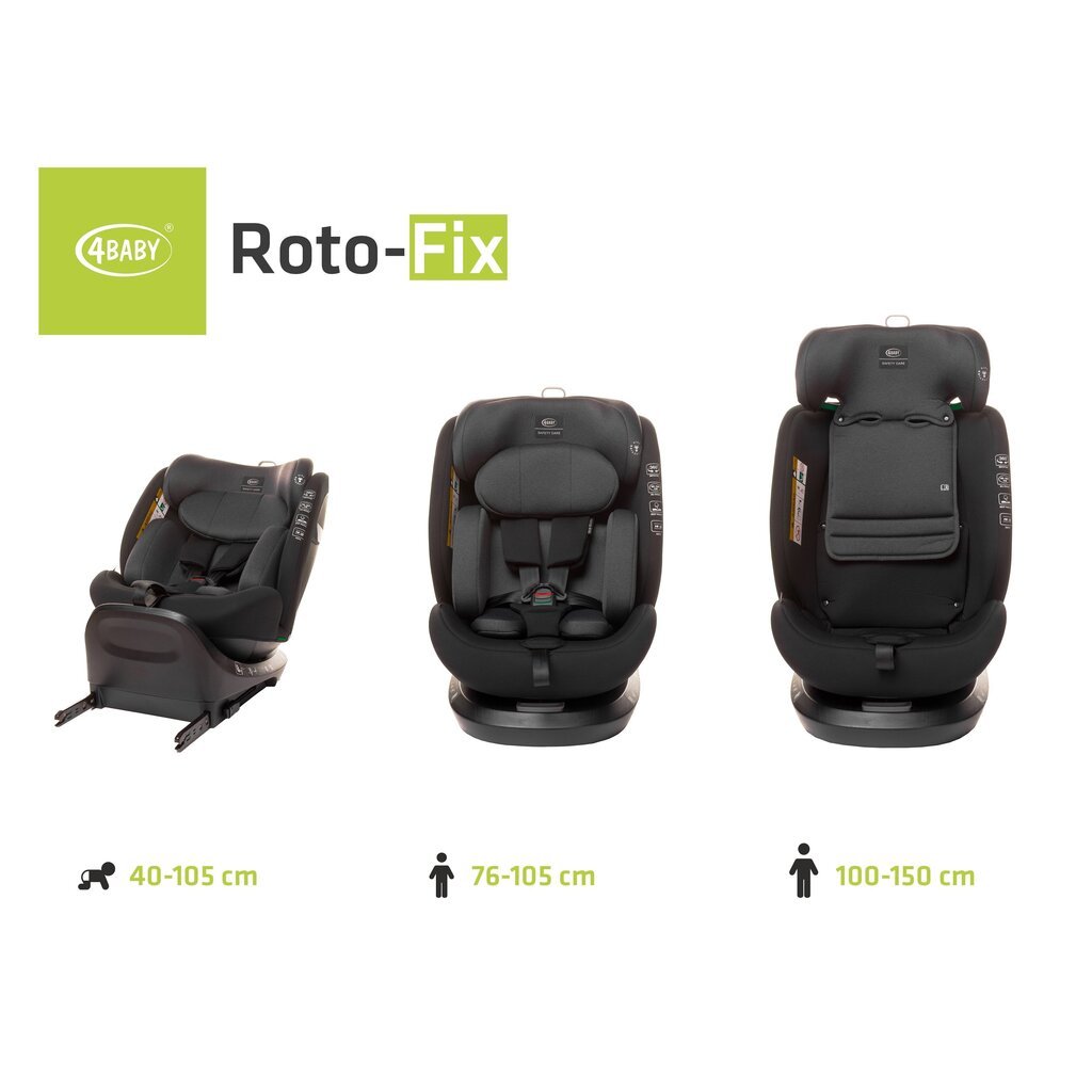 Turvaistuin 4Baby Roto-Fix I-Size, 0-36 kg, harmaa hinta ja tiedot | Turvaistuimet | hobbyhall.fi