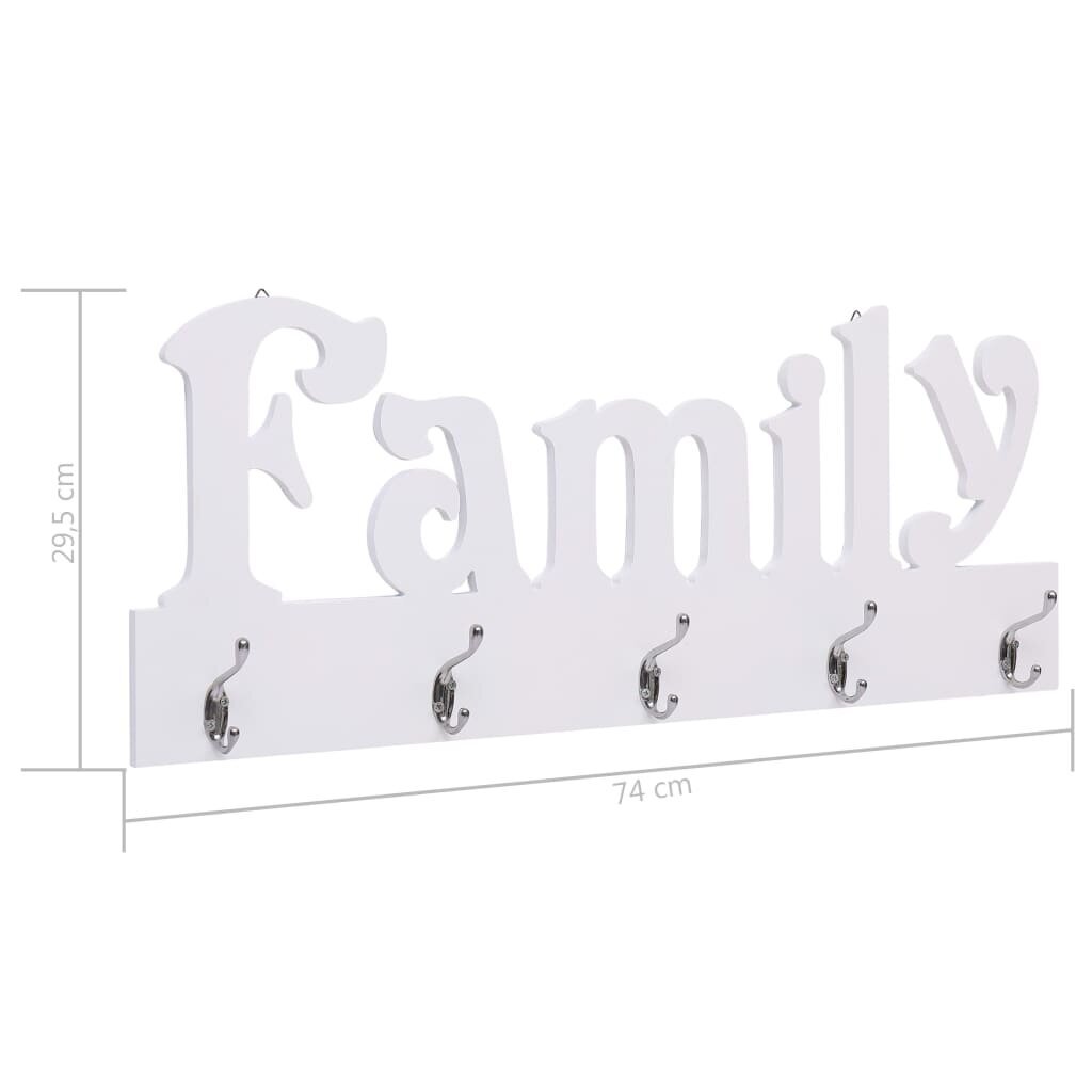 vidaXL Seinälle kiinnitettävä naulakko FAMILY 74x29,5 cm hinta ja tiedot | Naulakot | hobbyhall.fi