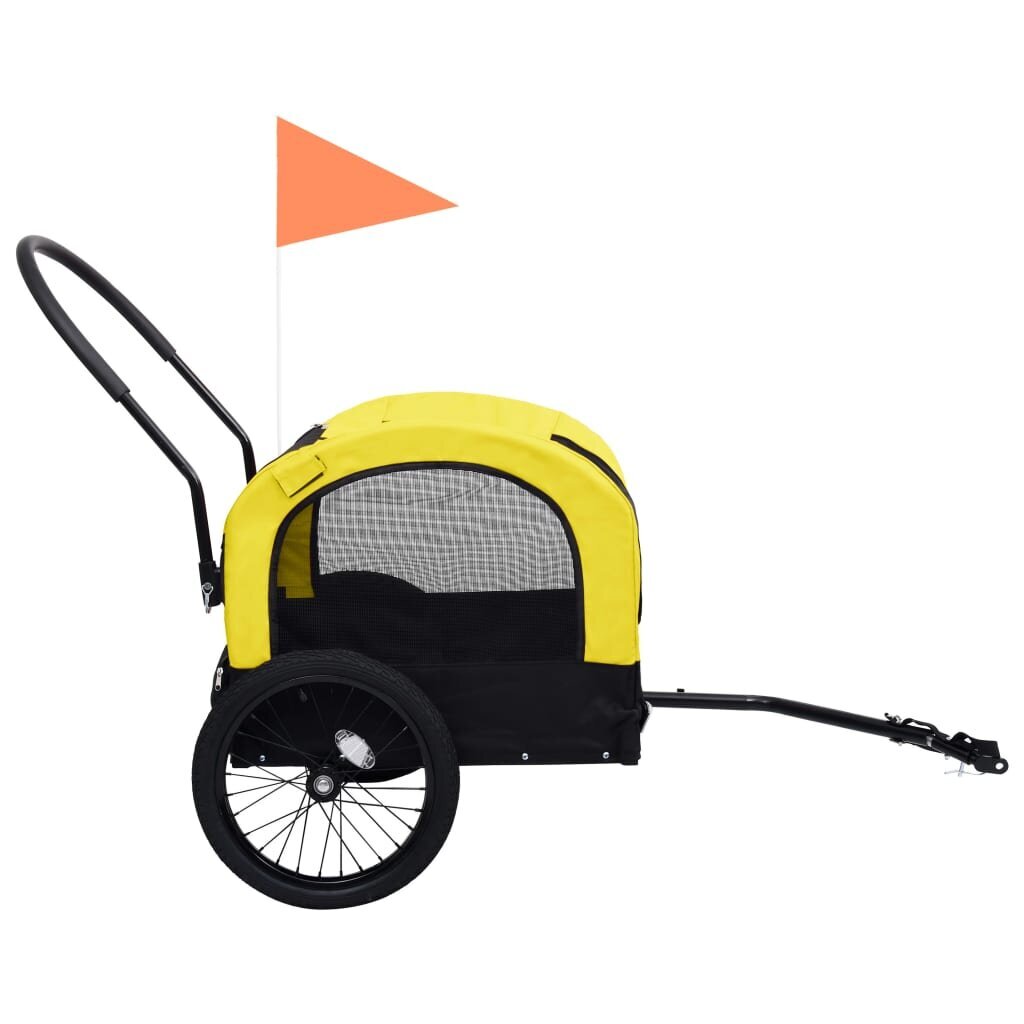 vidaXL 2-in-1 lemmikkikärry pyörään/juoksurattaat keltainen ja musta hinta ja tiedot | Polkupyörän peräkärryt | hobbyhall.fi