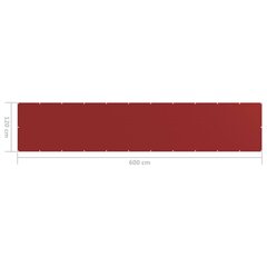 vidaXL Parvekkeen suoja punainen 120x600 cm HDPE hinta ja tiedot | Aurinkovarjot ja markiisit | hobbyhall.fi