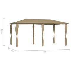 vidaXL Huvimaja sivuseinillä 3x6x2,6 m harmaanruskea 160 g/m² hinta ja tiedot | Puutarhapaviljongit | hobbyhall.fi