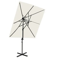 vidaXL Riippuva aurinkovarjo tuplakatolla hiekka 250x250 cm hinta ja tiedot | Aurinkovarjot ja markiisit | hobbyhall.fi