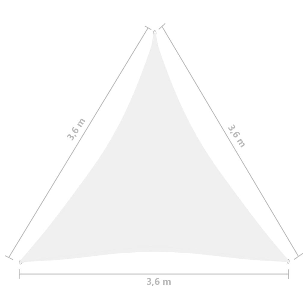 vidaXL Aurinkopurje Oxford-kangas kolmio 3,6x3,6x3,6 m valkoinen hinta ja tiedot | Aurinkovarjot ja markiisit | hobbyhall.fi