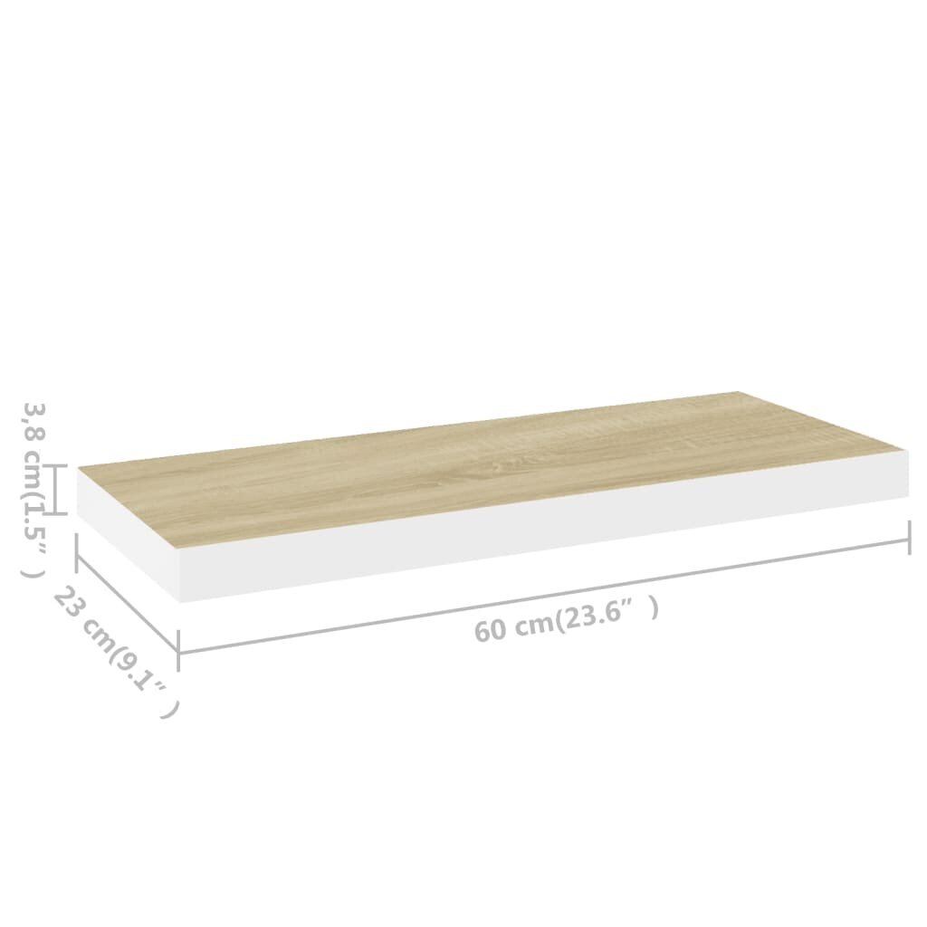 vidaXL Kelluvat seinähyllyt 4 kpl tammi ja valkoinen 60x23,5x3,8 MDF hinta ja tiedot | Hyllyt | hobbyhall.fi