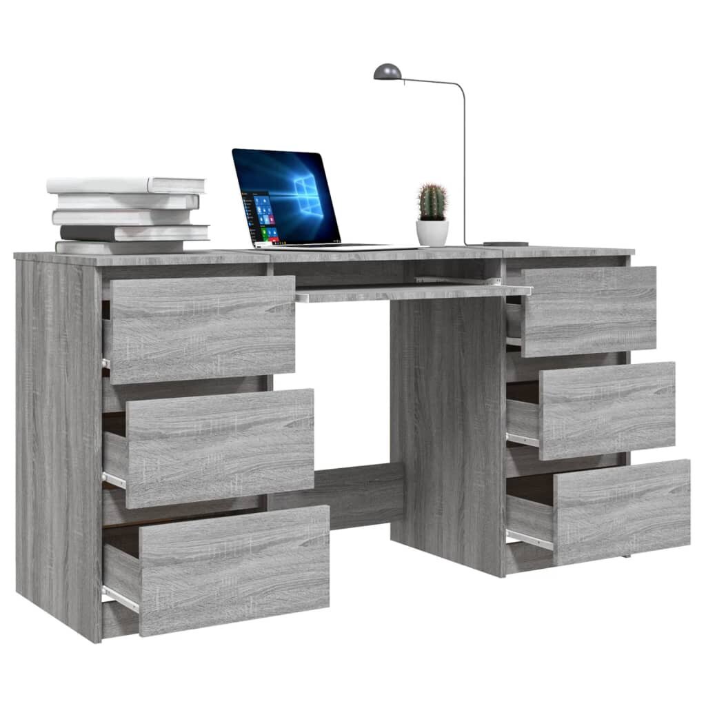 vidaXL Työpöytä harmaa Sonoma 140x50x77 cm tekninen puu hinta ja tiedot | Tietokonepöydät ja työpöydät | hobbyhall.fi