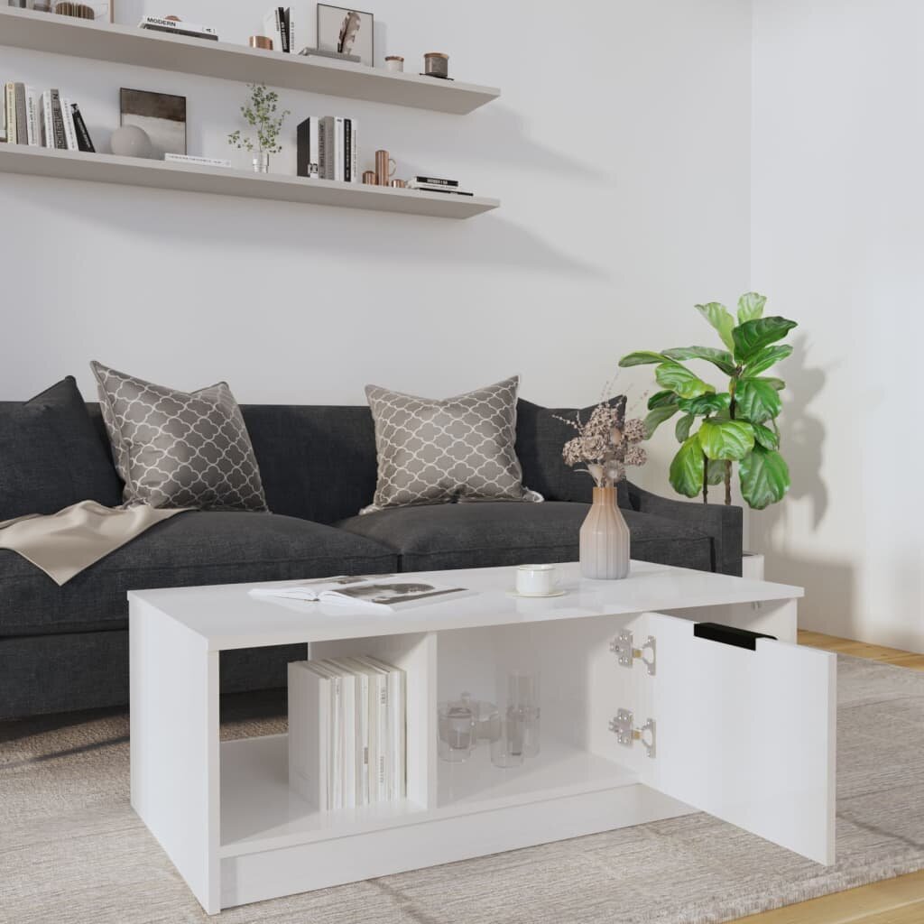 vidaXL Sohvapöytä korkeakiilto valkoinen 102x50x36 cm tekninen puu hinta ja tiedot | Sohvapöydät | hobbyhall.fi