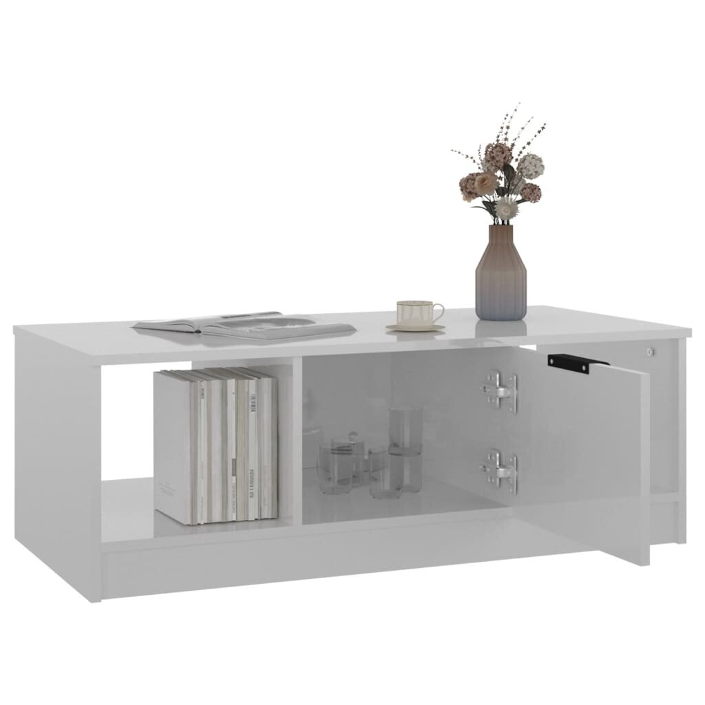 vidaXL Sohvapöytä korkeakiilto valkoinen 102x50x36 cm tekninen puu hinta ja tiedot | Sohvapöydät | hobbyhall.fi