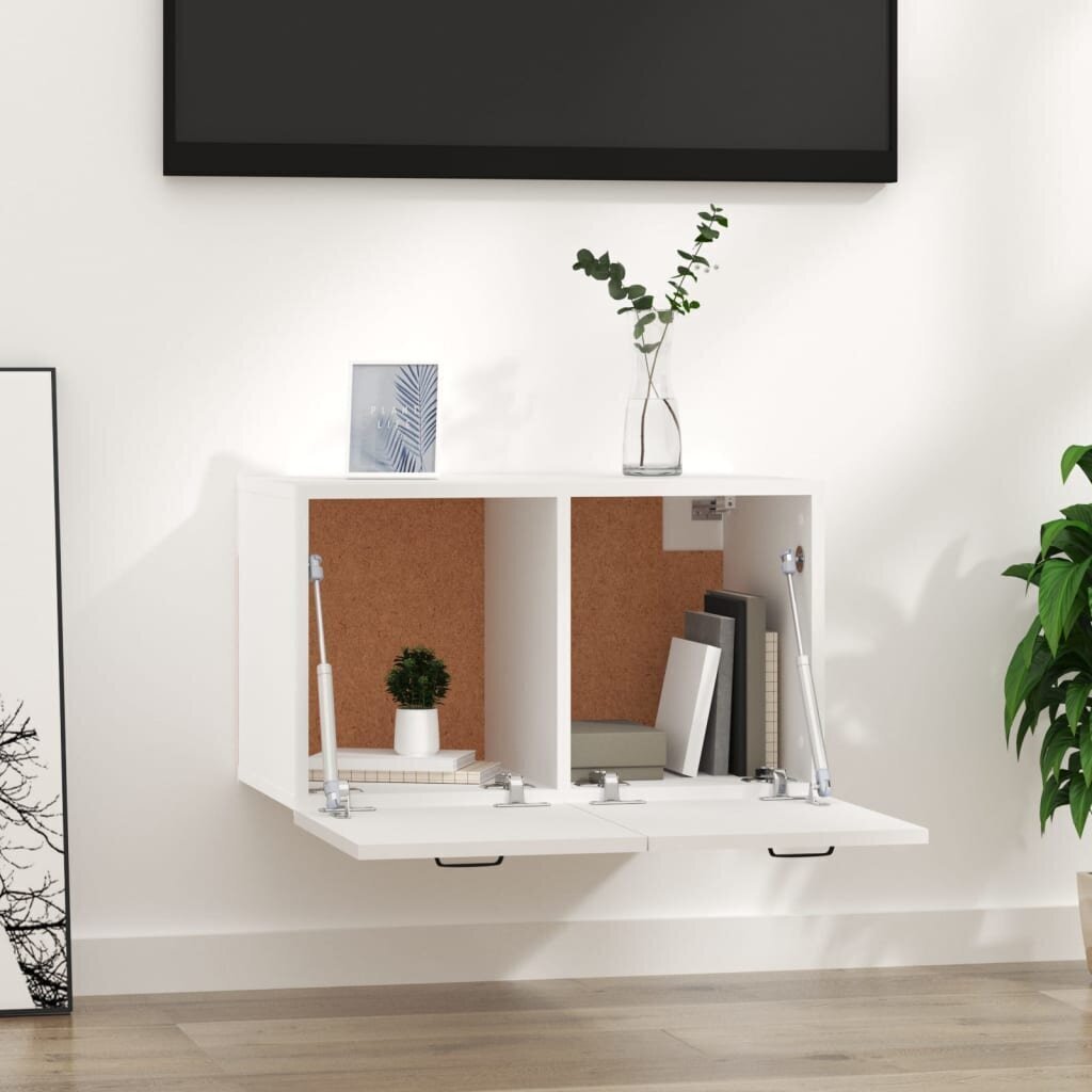 vidaXL Seinäkaappi valkoinen 60x36,5x35 cm tekninen puu hinta ja tiedot | Olohuoneen kaapit ja lipastot | hobbyhall.fi