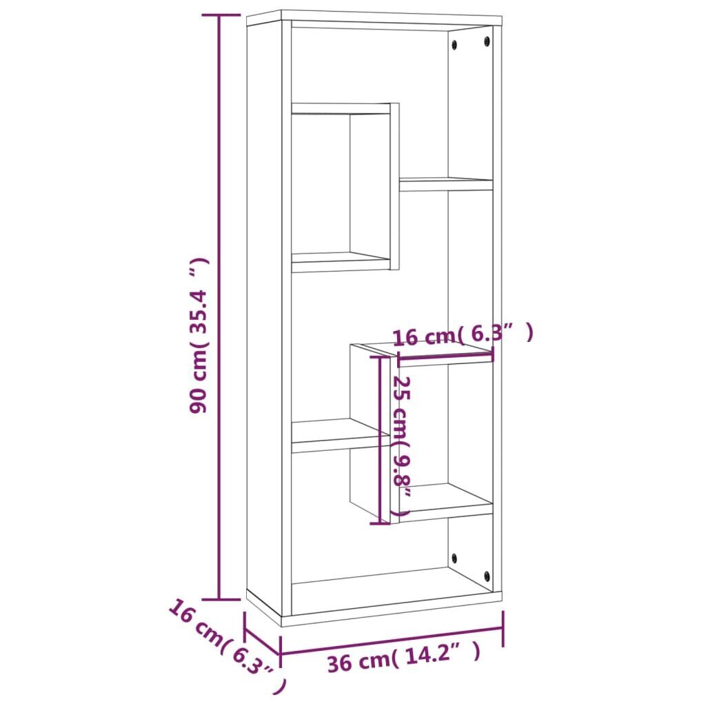 vidaXL Seinähylly ruskea tammi 36x16x90 cm tekninen puu hinta ja tiedot | Hyllyt | hobbyhall.fi