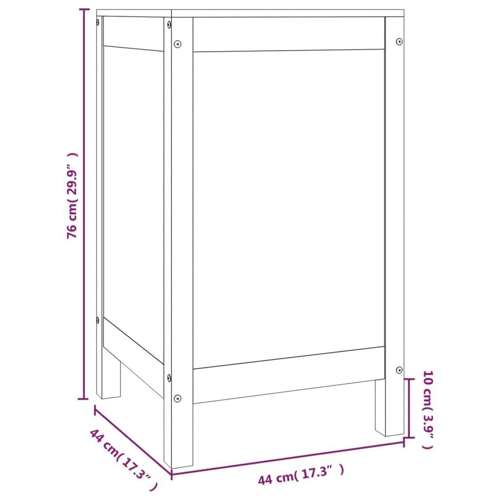 vidaXL Pyykkilaatikko harmaa 44x44x76 cm täysi mänty hinta ja tiedot | Kylpyhuoneen sisustus | hobbyhall.fi