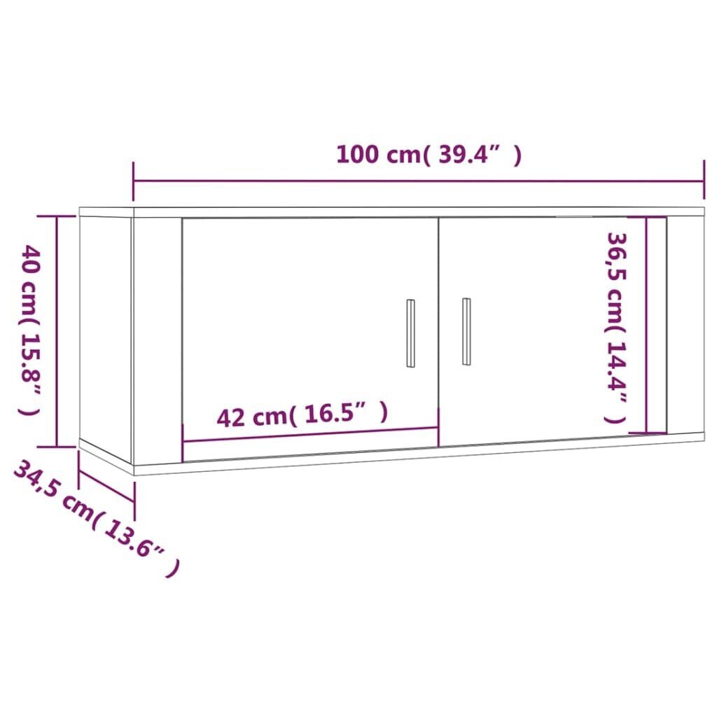 vidaXL Seinäkiinnitettävät TV-kaapit 2 kpl savutammi 100x34,5x40 cm hinta ja tiedot | TV-tasot | hobbyhall.fi