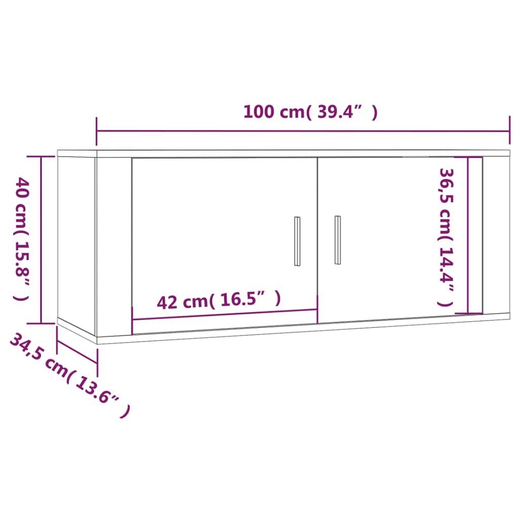 vidaXL Seinäkiinnitettävät TV-kaapit 3 kpl korkeakiilto 100x34,5x40 cm hinta ja tiedot | TV-tasot | hobbyhall.fi