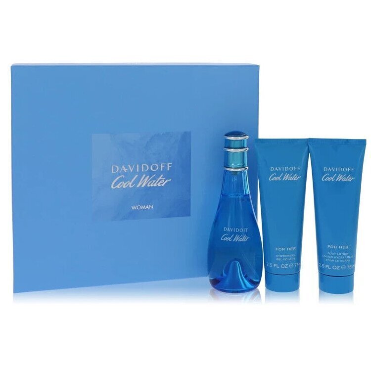 Setti Davidoff Cool Water naisille: EDT, 100 ml + voide, 75 ml + suihkugeeli, 75 ml hinta ja tiedot | Naisten hajuvedet | hobbyhall.fi