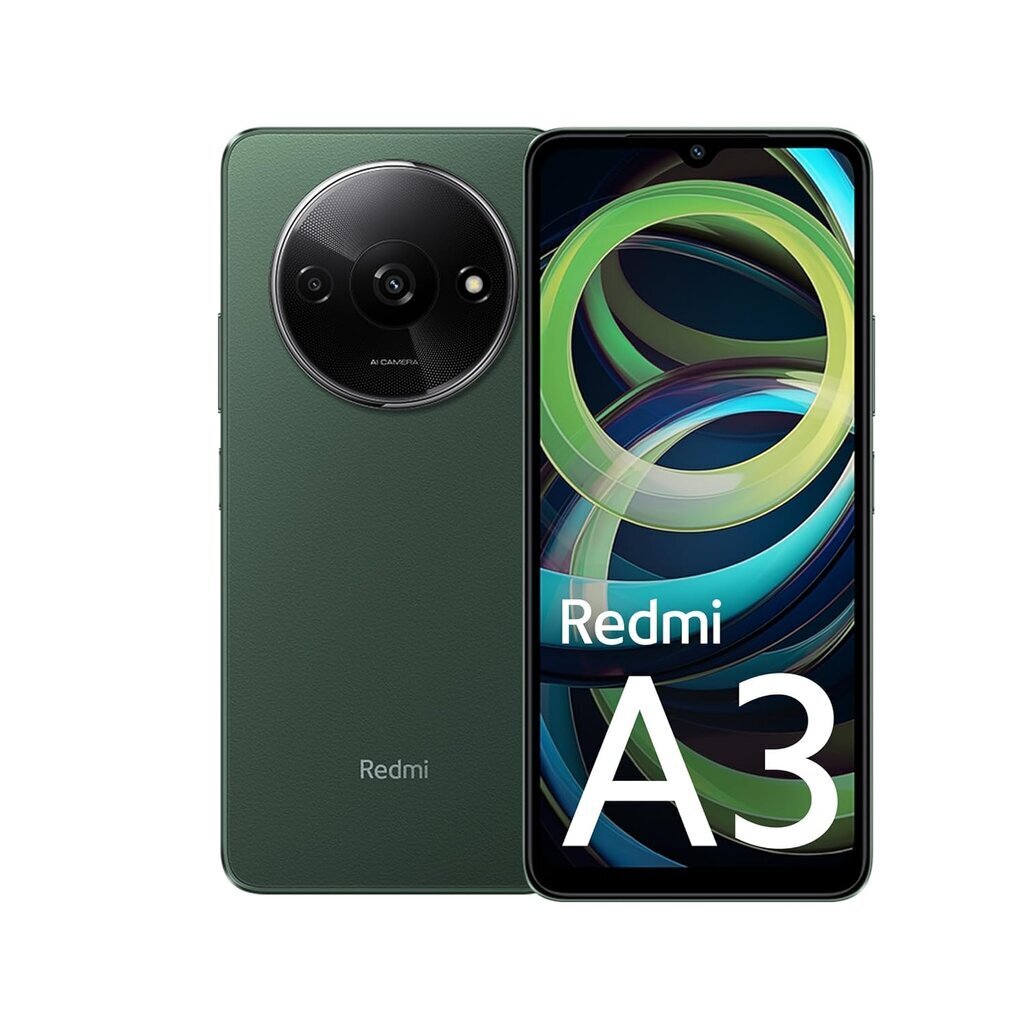 Xiaomi Redmi A3 3/64GB Forest Green. hinta ja tiedot | Matkapuhelimet | hobbyhall.fi