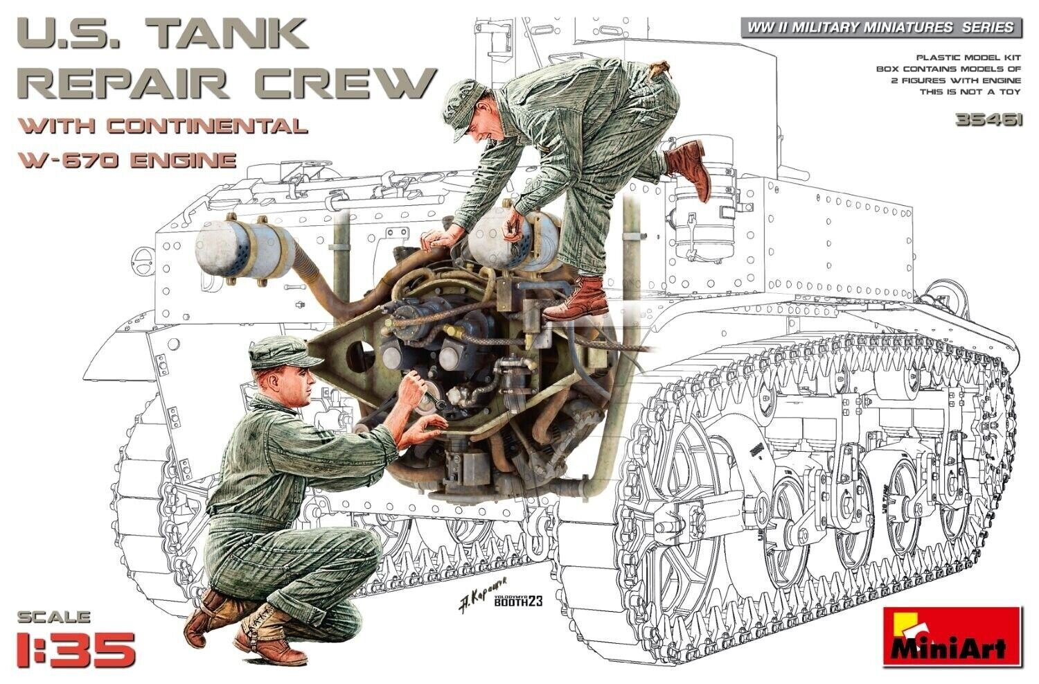 Liimattava malli MiniArt 35461 U.S. Tank Repair Crew with Continental W-670 Engine 1/35 hinta ja tiedot | Koottavat pienoismallit | hobbyhall.fi