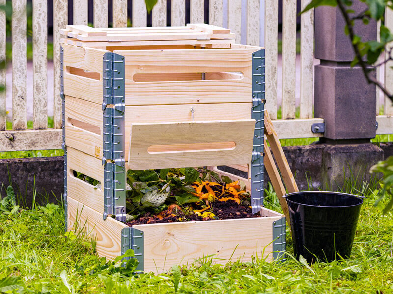 Puinen kompostilaatikko aukoilla, 270 l (800x600x800 mm) hinta ja tiedot | Kompostorit ja jäteastiat | hobbyhall.fi