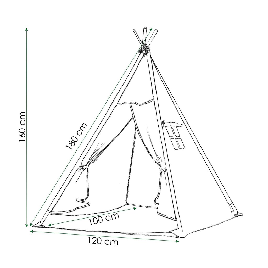 Teltta Springos Smooth Tipi Teltta, musta hinta ja tiedot | Lasten leikkimökit ja -teltat | hobbyhall.fi