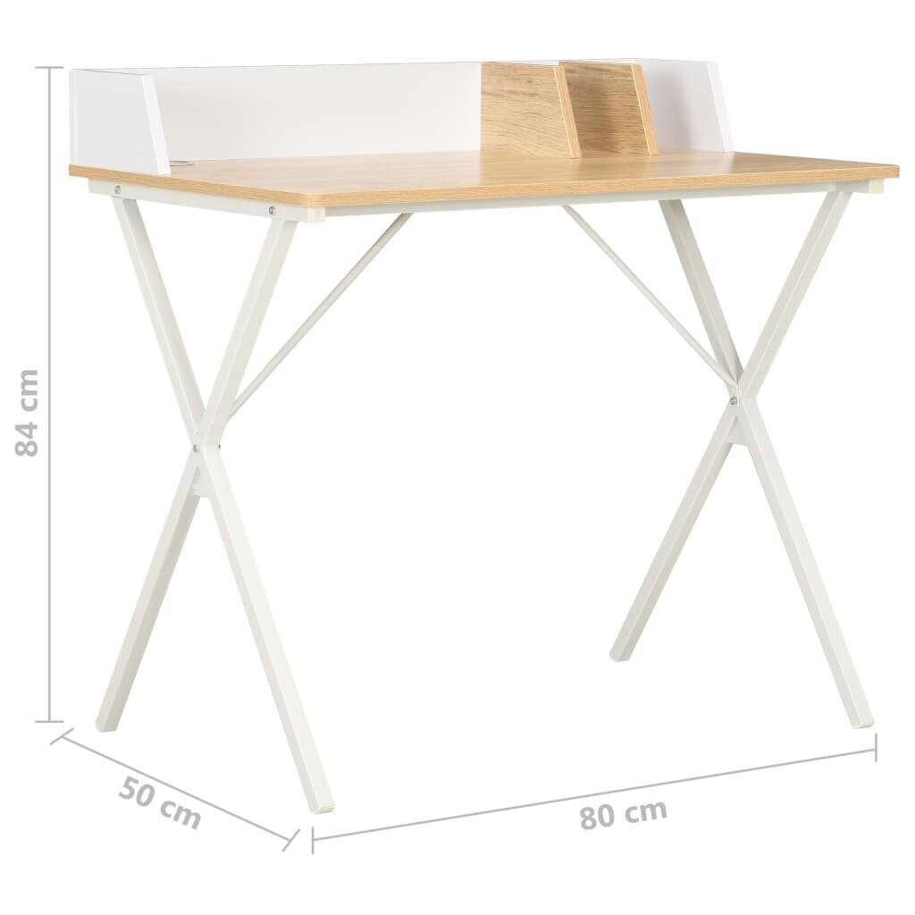 vidaXL Työpöytä valkoinen ja luonnollinen 80x50x84 cm hinta ja tiedot | Tietokonepöydät ja työpöydät | hobbyhall.fi