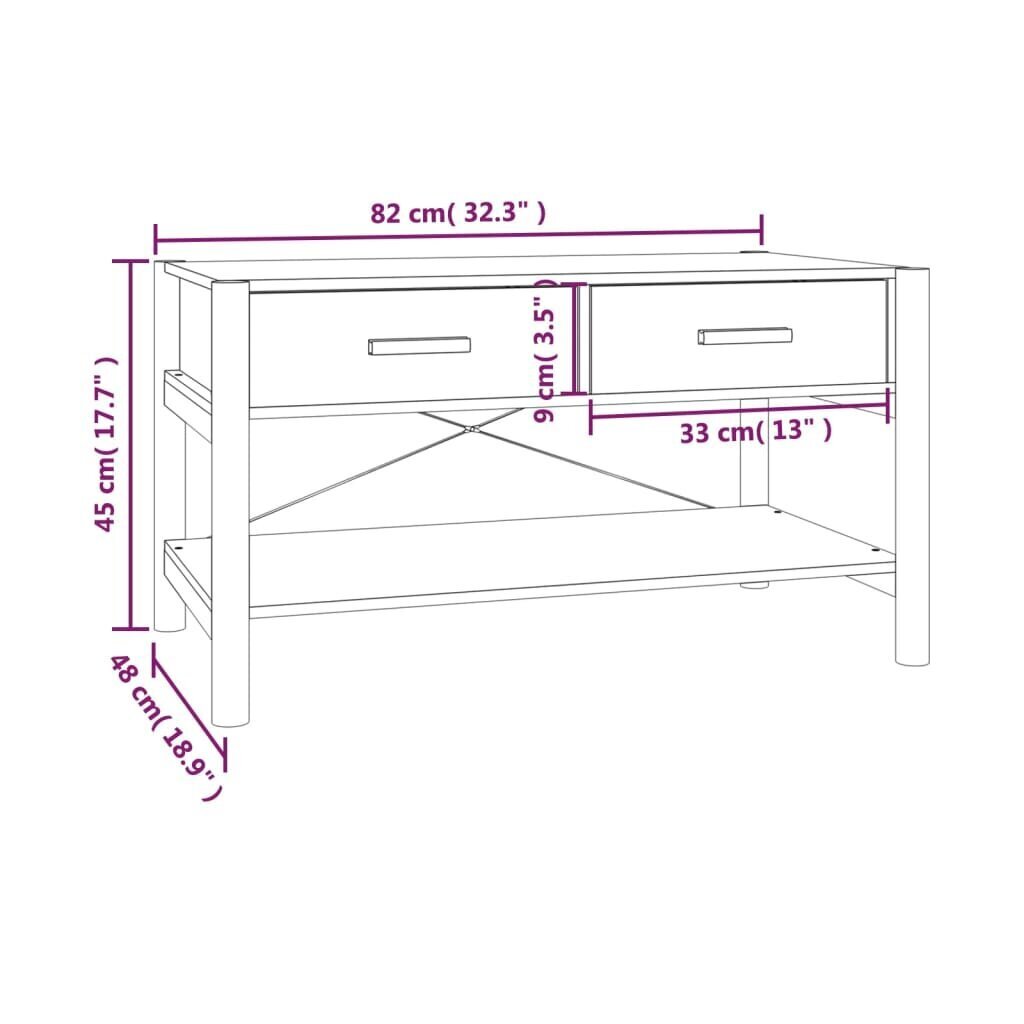 vidaXL Sohvapöytä valkoinen 82x48x45 cm tekninen puu hinta ja tiedot | Sohvapöydät | hobbyhall.fi