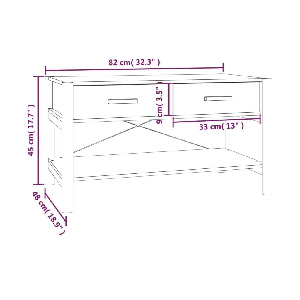 vidaXL Sohvapöytä 82x48x45 cm tekninen puu hinta ja tiedot | Sohvapöydät | hobbyhall.fi