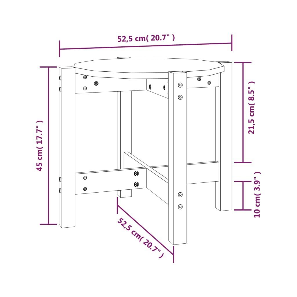 vidaXL Sohvapöytä Ø 52,5x45 cm täysi mänty hinta ja tiedot | Sohvapöydät | hobbyhall.fi