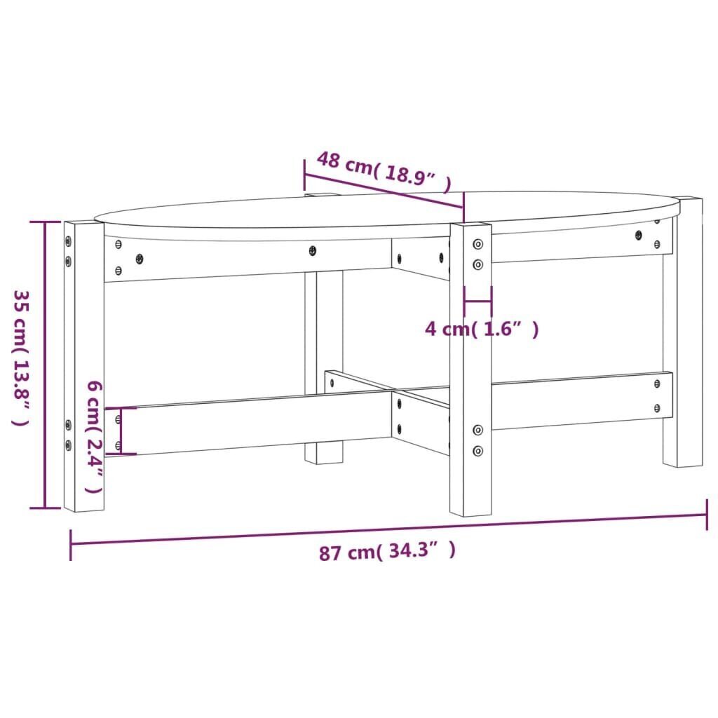 vidaXL Sohvapöytä valkoinen 87x48x35 cm täysi mänty hinta ja tiedot | Sohvapöydät | hobbyhall.fi