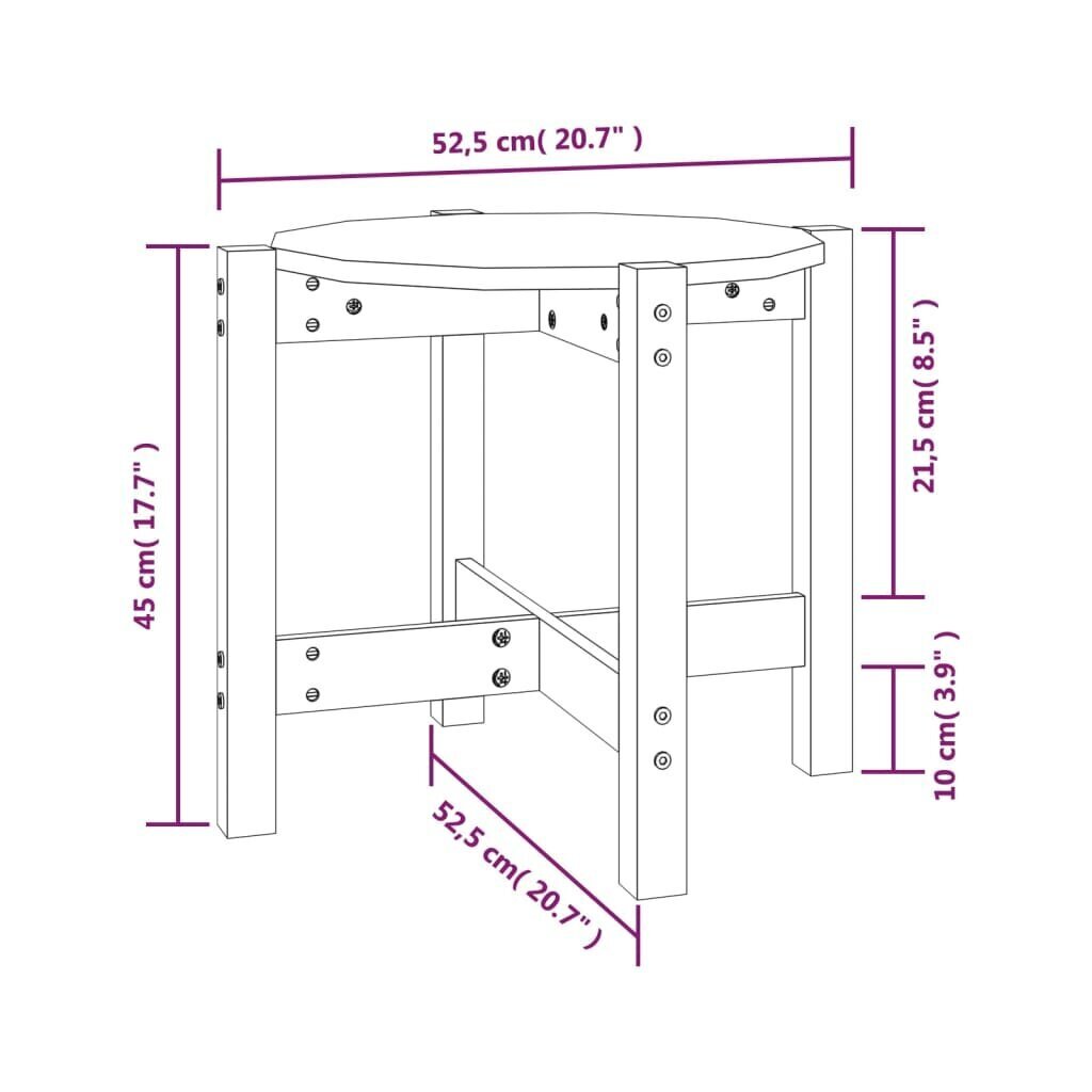 vidaXL Sohvapöytä valkoinen Ø 52,5x45 cm täysi mänty hinta ja tiedot | Sohvapöydät | hobbyhall.fi