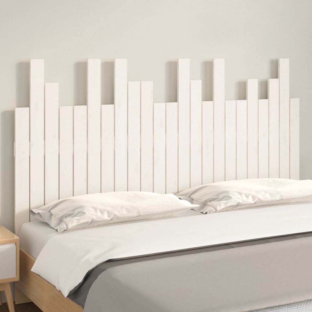 vidaXL Sängynpääty seinälle valkoinen 146,5x3x80 cm täysi mänty hinta ja tiedot | Sängyt | hobbyhall.fi