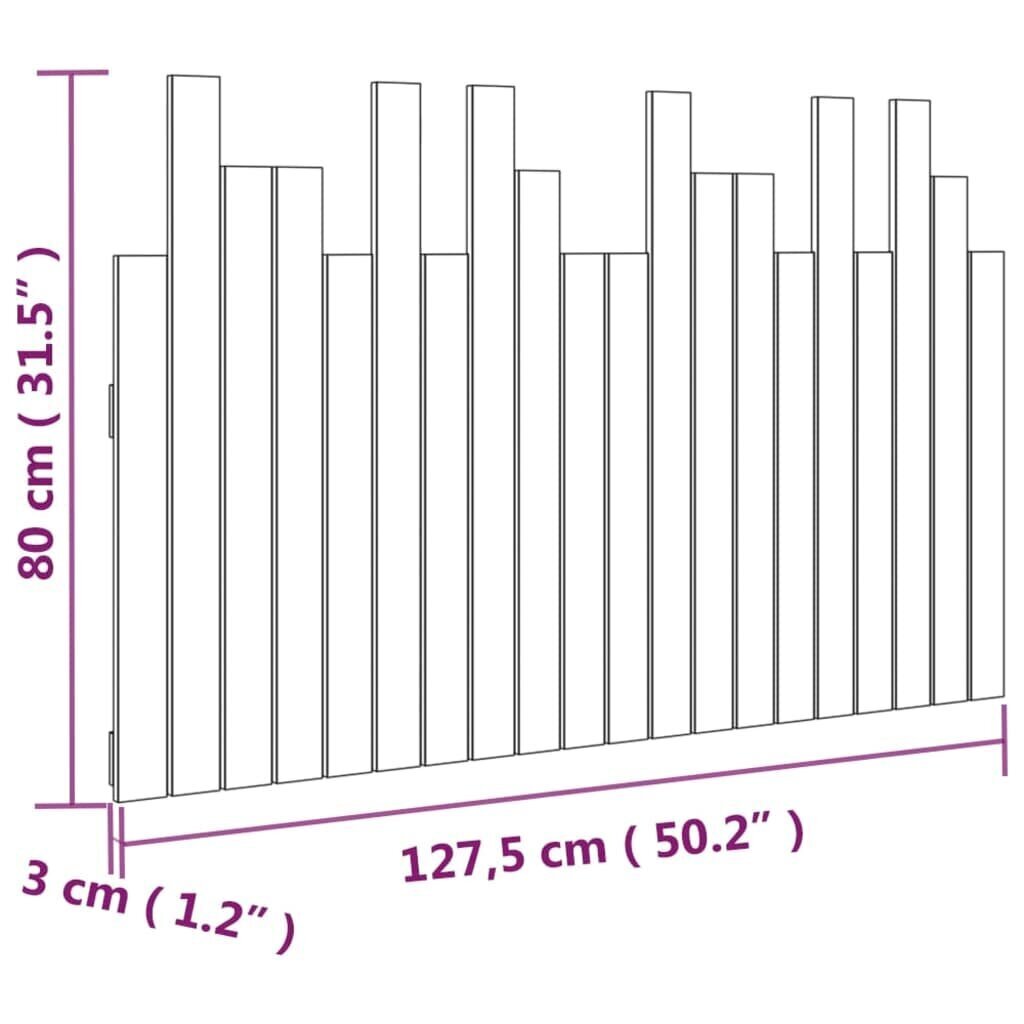 vidaXL Sängynpääty seinälle musta 127,5x3x80 cm täysi mänty hinta ja tiedot | Sängyt | hobbyhall.fi