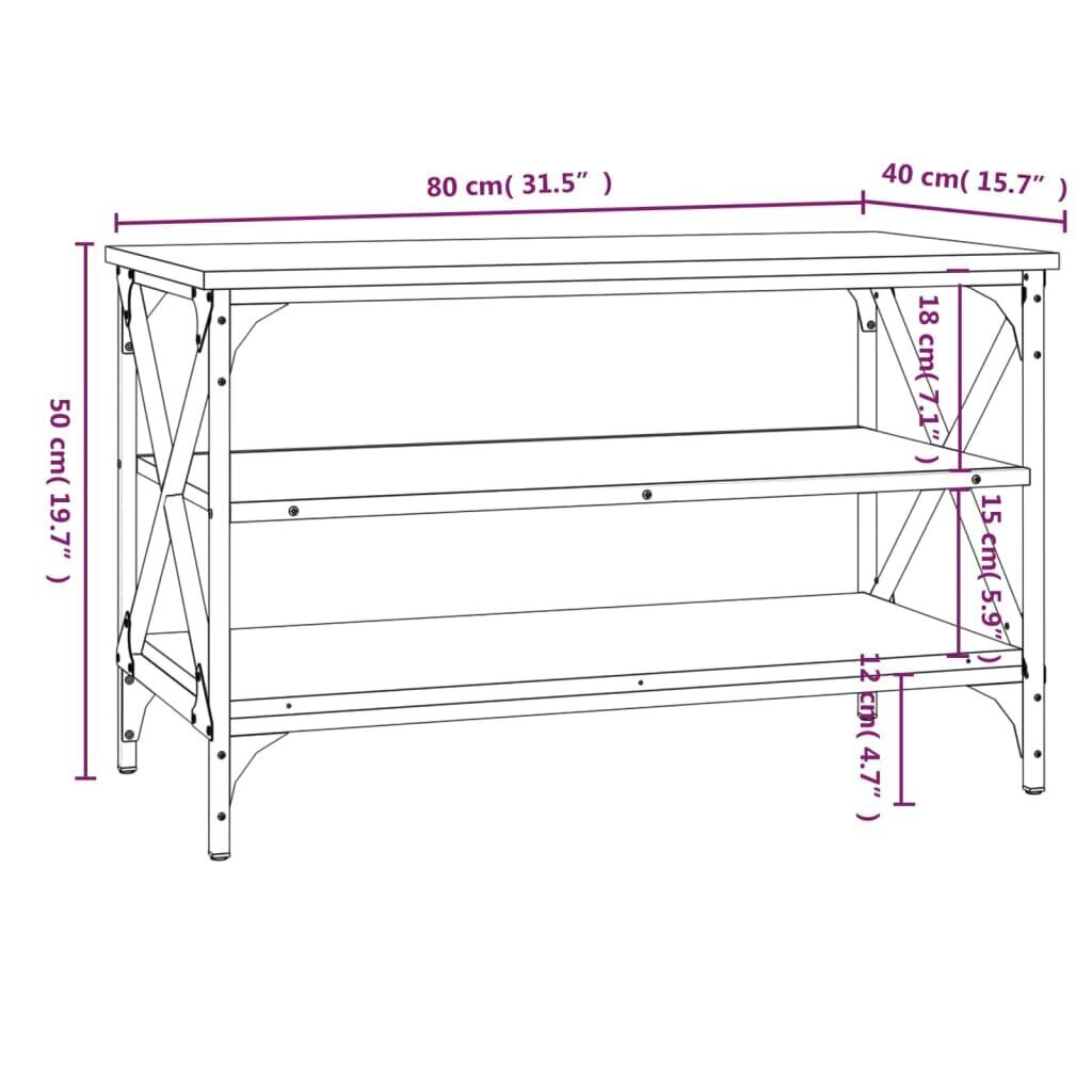 vidaXL TV-taso Sonoma-tammi 80x40x50 cm tekninen puu hinta ja tiedot | Sohvapöydät | hobbyhall.fi