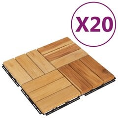 vidaXL Terassilaatat 20 kpl 30x30 cm täysi tiikki hinta ja tiedot | Terassilattiat | hobbyhall.fi