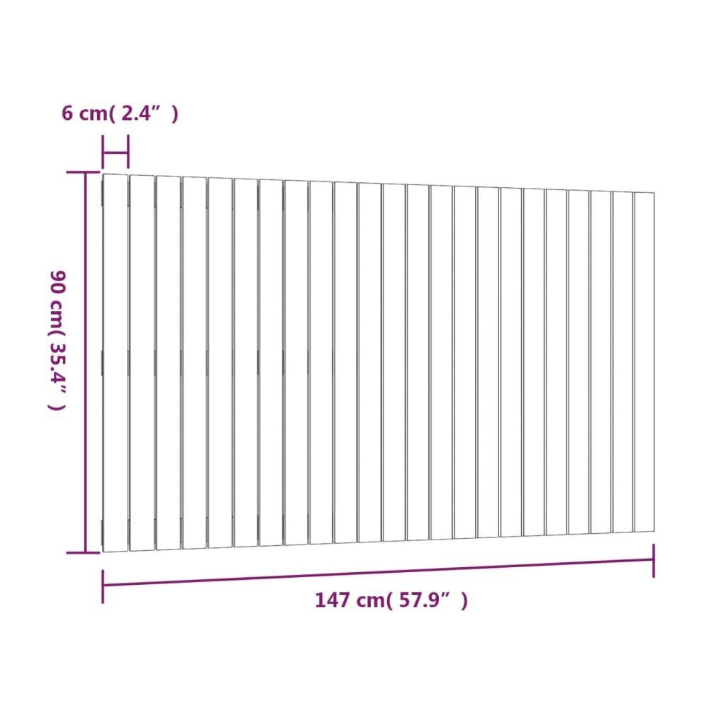 vidaXL Sängynpääty seinälle musta 147x3x90 cm täysi mänty hinta ja tiedot | Sängyt | hobbyhall.fi